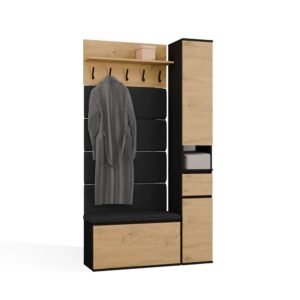 Garderobemeubel LIOR – Artisan eiken / Zwart