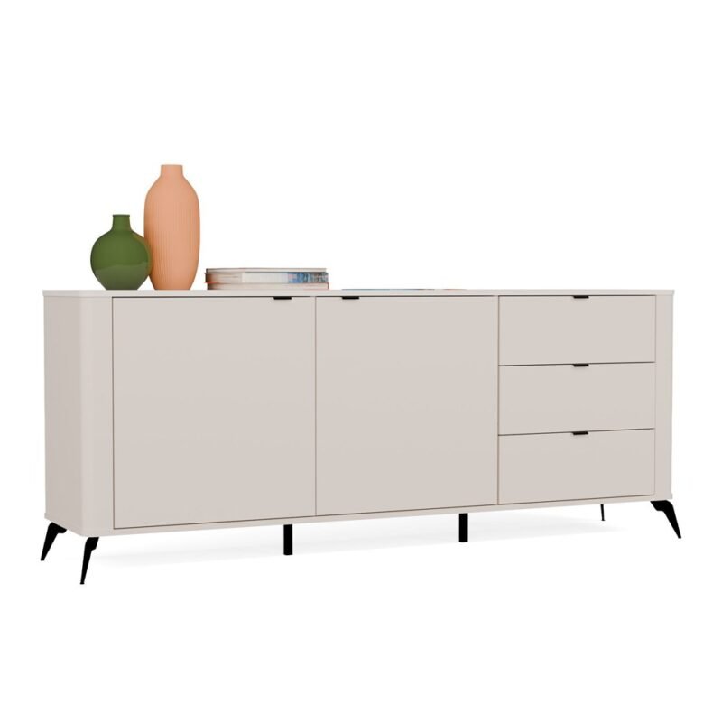 MINI Dressoir CORDOBA 2D3S – Kasjmier beige – 3 laden – soft-close