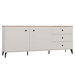 Dressoir POINT 2D3S – Castello eiken / Kasjmier beige – 3 laden – 2 deuren
