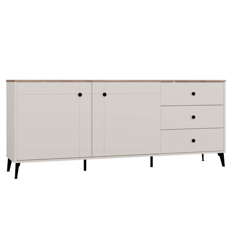 Dressoir POINT 2D3S – Castello eiken / Kasjmier beige – 3 laden – 2 deuren