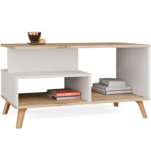 Tafel OLYMPO 1P – 90 × 49 × 48 cm – Artisan eiken / Wit
