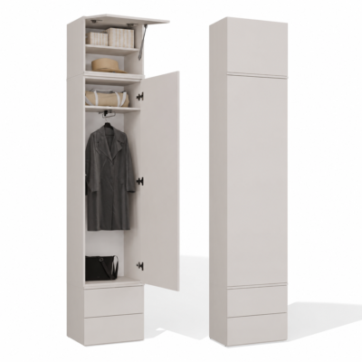 MINIATURA Garderobemeubel HAGA 1SZ2S Szafa 2 – 238 × 50 × 35 cm – Kasjmier beige – 2 laden