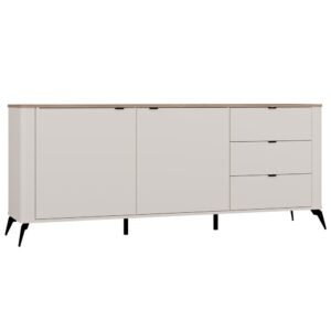Dressoir CORDOBA 2D3S – Castello eiken / Kasjmier beige – 3 laden – soft-close