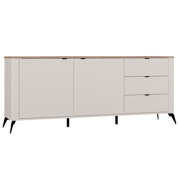 Dressoir CORDOBA 2D3S – Castello eiken / Kasjmier beige – 3 laden – soft-close