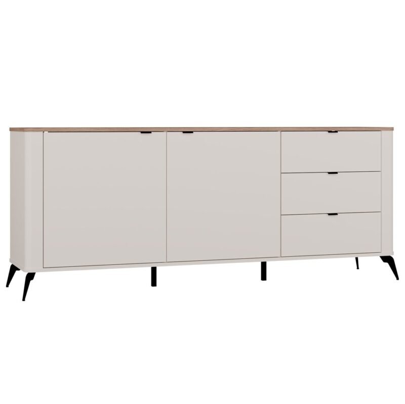 Dressoir CORDOBA 2D3S – Castello eiken / Kasjmier beige – 3 laden – soft-close