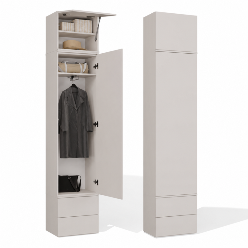Garderobemeubel HAGA 1SZ2S Szafa 2 – 238 × 50 × 35 cm – Kasjmier beige – 2 laden