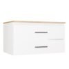 Wastafelmeubel NEL 80 – Artisan eiken / Wit – 2 laden – hangend – met wastafel