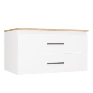 Wastafelmeubel NEL 80 – Artisan eiken / Wit – 2 laden – hangend – met wastafel
