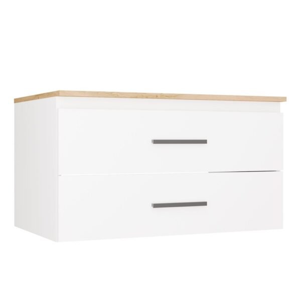 Wastafelmeubel NEL 80 – Artisan eiken / Wit – 2 laden – hangend – met wastafel