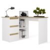 MINIATURKA Bureau NICEA – Wit / Artisan eiken – links
