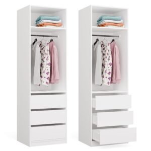 Garderobemeubel OPENO 1W1P3S – Wit – 3 laden
