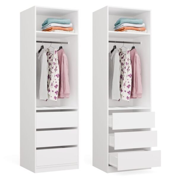 Garderobemeubel OPENO 1W1P3S – Wit – 3 laden