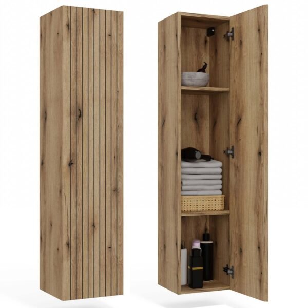 Badkamerkast TIGO 1D – Evoke eiken – hangend – geribbeld front