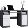 Bureau DELTA – 120 cm – Antraciet / Wit – 3 laden