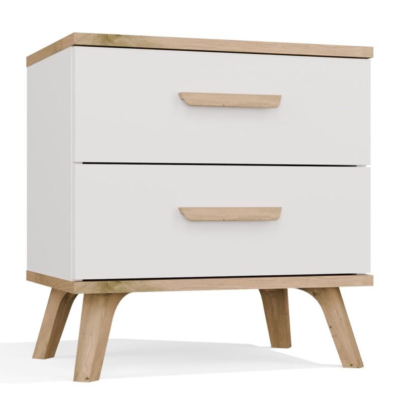 Nachtkastje OLYMPO 2S – Artisan eiken / Wit – 2 laden