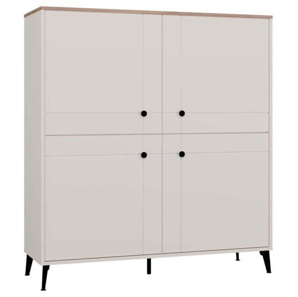 Dressoir POINT 4D – Castello eiken / Kasjmier beige – 4 deuren – 8 planken
