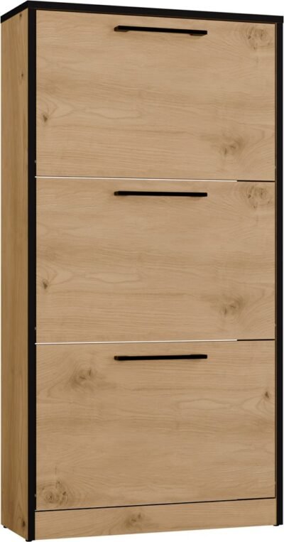 Miniaturka Schoenenkast Paula – Artisan eiken / Zwart – 3 deuren