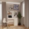 Bureau MIJAS – Mat wit / Wit – 4 laden – 4 planken – rechts – met opzetstuk