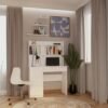 NADSTAWKADOBIURKA100CM2 Bureau MIJAS – Mat wit / Wit – 4 laden – 4 planken – links – met opzetstuk