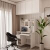 NADSTAWKADOBIURKA100CM3 Bureau PORTO – Mat wit / Wit – links – met opzetstuk