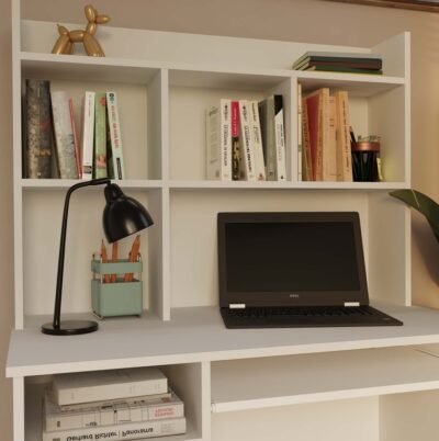 Bureau PORTO – Mat wit / Wit – rechts – met opzetstuk