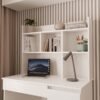 Bureau MIJAS – Mat wit / Wit – 4 laden – 4 planken – rechts – met opzetstuk