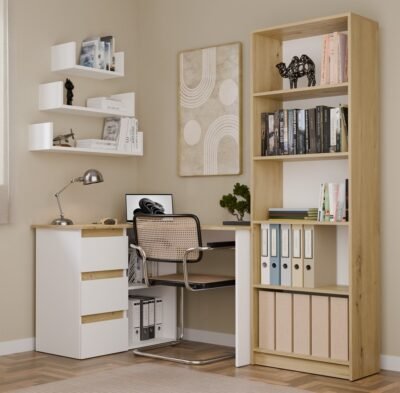 NICEAL1 Bureau NICEA – Wit / Artisan eiken – links