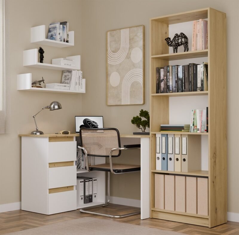 NICEAL1 Bureau NICEA – Wit / Artisan eiken – links