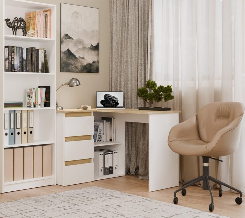 NICEAL2 Bureau NICEA – Wit / Artisan eiken – links