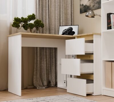 Bureau NICEA – Wit / Artisan eiken – rechts