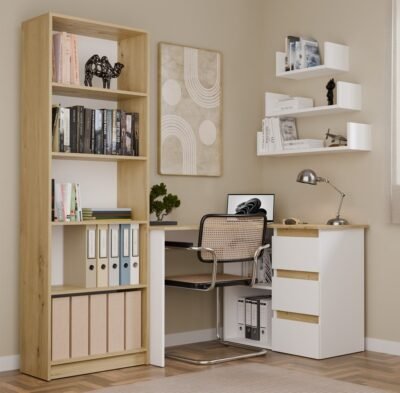 Bureau NICEA – Wit / Artisan eiken – rechts