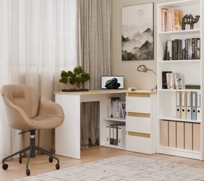 Bureau NICEA – Wit / Artisan eiken – rechts