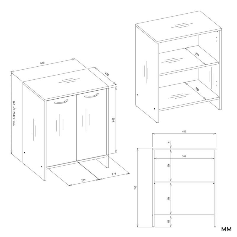 Wastafelmeubel NINA 2DUM – 2 deuren – met wastafel