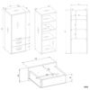 NINAW1D2SWymiary Badkamerkast NINA W1D2S – 2 laden – hangend