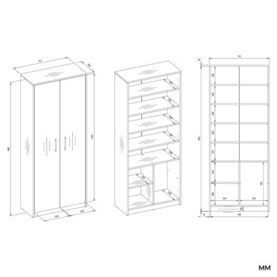 OLIV2DWymiary Rek OLIV 2D 2 – Artisan eiken – 2 deuren