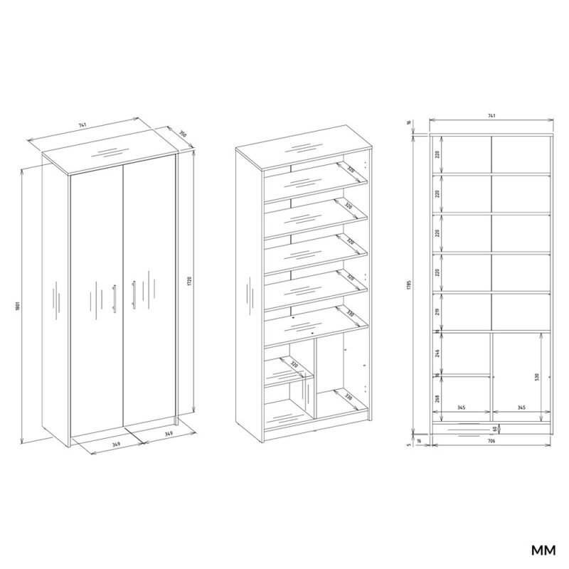 Rek OLIV 2D 2 – Artisan eiken – 2 deuren