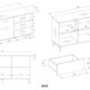 OLYMPO2D3SWYMIARY Dressoir OLYMPO 2D3S – 150 cm – Artisan eiken / Wit – 3 laden – 2 deuren