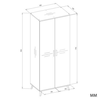 OLYMPO2DWYMIARYcz2 Kledingkast Ubraniowa OLYMPO 2D – 80 cm – Artisan eiken / Wit – 2 deuren