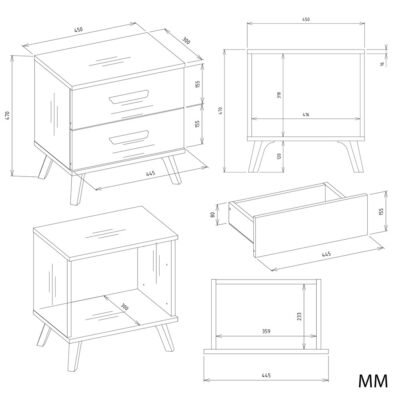 Nachtkastje OLYMPO 2S – Artisan eiken / Wit – 2 laden