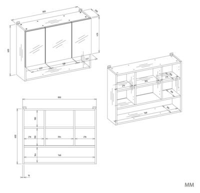 Badkamerkast POLA 3DL/P – 80 cm – hangend