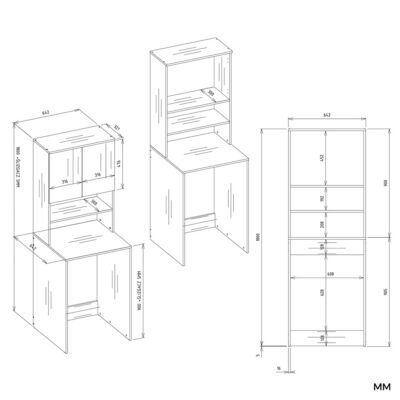 Wasmachinekast POLA MULTI – Artisan eiken / Antraciet – met opbergruimte