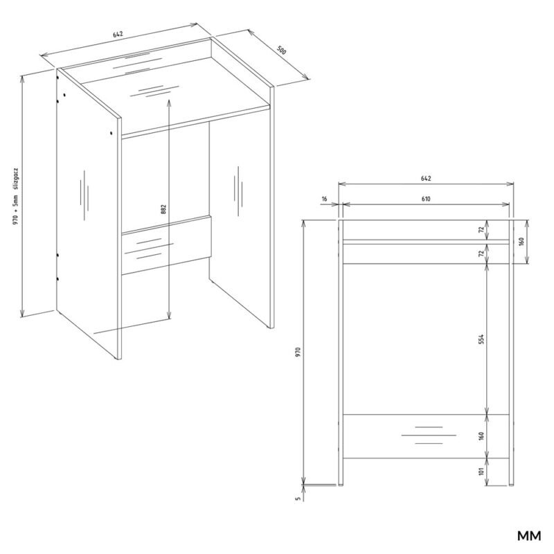 Wasmachinekast POLA NP – met opbergruimte