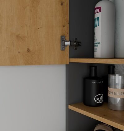 Wasmachinekast POLA MULTI – Artisan eiken / Antraciet – met opbergruimte