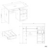 Bureau Komputerowe PORTO – 98,5 × 75 × 51 cm – rechts