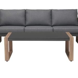 Tuinset DUISBURG Sofa Fotel Stolik – Antraciet / Bruin