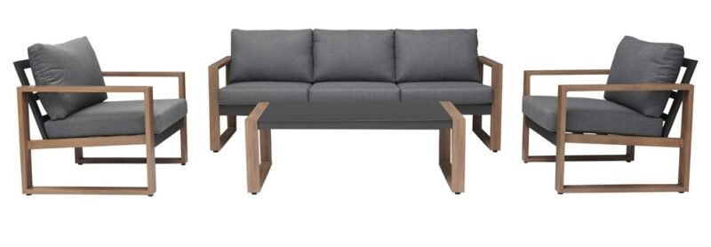 Tuinset DUISBURG Sofa Fotel Stolik – Antraciet / Bruin