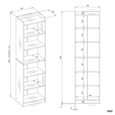 RIMINIRegalWymiary Rek RIMINI – 50 cm – 7 planken