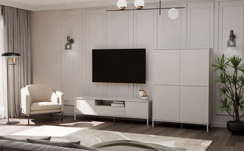 RTV160KAMAROKASZMIRSLIMKPL_1 TV-meubel KAMARO 160 – Kasjmier – geribbeld front