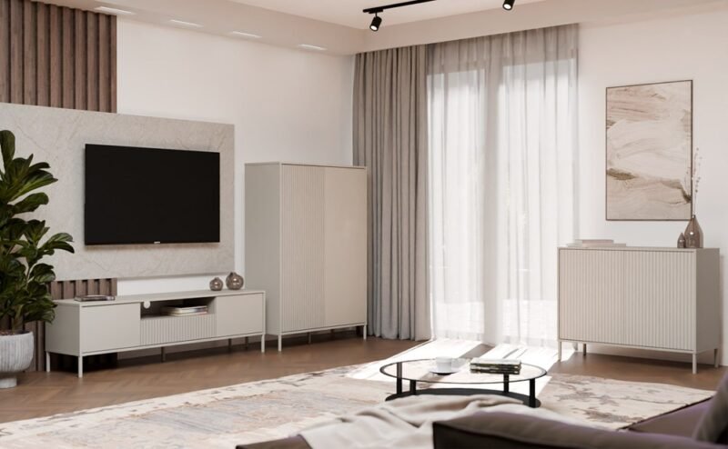 RTV160KAMAROKASZMIRSLIMKPL_2 TV-meubel KAMARO 160 – Kasjmier – geribbeld front