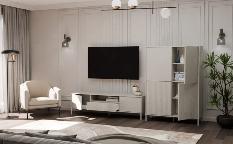 RTV160KAMAROKASZMIRSLIMKPL_3 TV-meubel KAMARO 160 – Kasjmier – geribbeld front